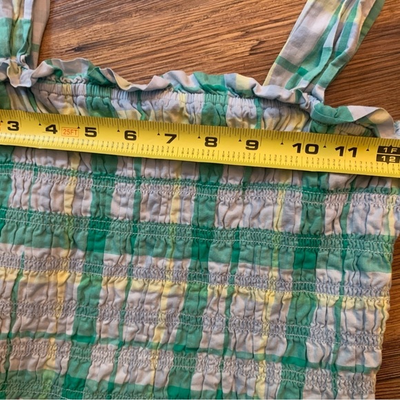 Free Assembly Women's Smocked Tank Top Skyway Plaid Green Boho XS - Picture 5 of 7